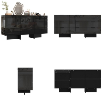 FUFU&GAGA Kommode mit 9 Schubladen in schwarzem Hochglanz, mit Ordnungsfächern