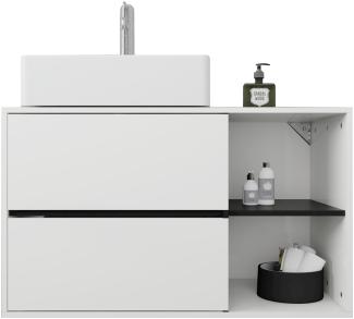 Waschbeckenunterschrank 100 x 60 x 45,5 cm Weiß/Schwarz aus MDF Spanplatte ML-Design