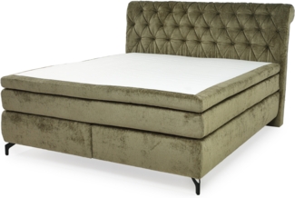 Jockenhöfer 'Scarlett Mix' Boxspringbett, 180x200 cm, Chenille Hellgrün