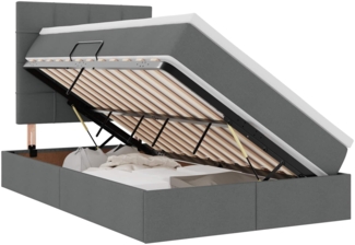 vidaXL Aufbewahrungsbett Dunkelgrau 120x200 cm Kunstleder 3371773