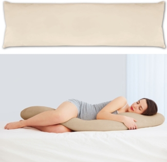 Seitenschläfer Kissenhülle Kissenfüllung Körperkissen, bequem und anschmiegsam in vielen verschiedenen Farben erhältlich (ca. 40x120 cm / beige - creme)
