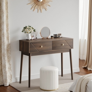 REDOM Schreibtisch Mid-Century Modern Schreibtisch (Mid-Century Modern Konsolentisch mit Schubladen, Retro Sofatisch aus Walnuss, 1-St, 100 x 35 x 80 cm), mit Schubladen