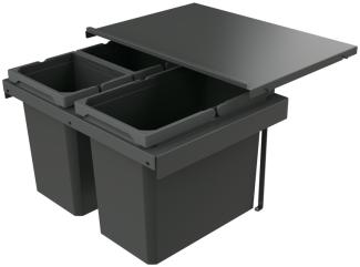 Naber 8013410 Abfallsammler Cox Stand-UP® 350 S/600-3 ohne Biodeckel, anthrazit, 42 (2x10/1x22) Liter / 60 cm Schrankbreite