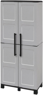 Dmora Ash Outdoor-Garderobe, Mehrzweck-Balkonschrank mit 2 Türen, 100 % Made in Italy, 68 x 37 x 169 cm, Hellgrau und Schwarz, kariertes Finish