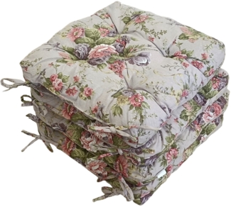 Rattani Sitzkissen 4 x Stuhlkissen Sitzkissen Klara 40 x 40 x 8 cm, 4 er Set Sitzkissen.