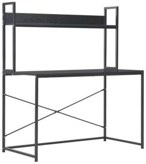 Computertisch mit Regal, Schwarz, 120 × 60 × 138 cm