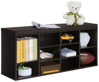 Vasagle Schuhbank mit 10 Fächern, Spanplatte schwarz / Leinenimitat schwarz, 48 x 30 x 104 cm