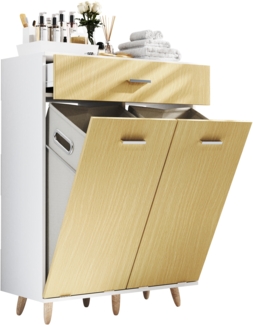 VCM Badmöbel Hochschrank Landos 919486 Weiß / Honig-Eiche H. 107 x B 79 x T. 35 cm