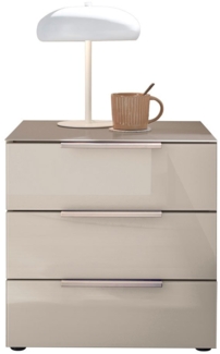 Nachtkonsole Bergamo / Bari, Glas, Holzwerkstoff, Beige, 45 x 46 x 40 cm