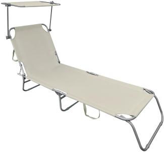 XL 3-Bein Gartenliege Sonnenliege Strandliege Gartenmöbel Sonnendach klappbar Beige