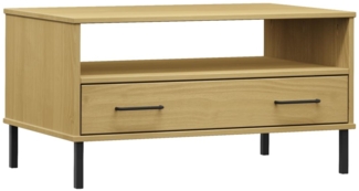 Couchtisch, Sofatisch OSLO mit Metallbeinen Braun 85x50x45 cm Massivholz