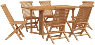 vidaXL Garten Essgruppe 7 pcs Braun 140 x 80 x 75 cm Massivholz Teak 3155338