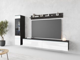 INOSIGN Wohnwand VERA I, Vitrinen Türanschlag links/rechts wechselbar, (Komplett-Set, 3-St), Mediawand 230 cm, Vitrine mit Verglasung, stehend und hängend