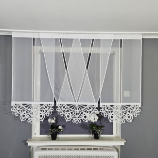 Gardinen by Justyna Scheibengardine 3er V Panel Set Voile, Kräuselband (3 St), transparent, Voile, Flächenvorhang,Fertiggardine,Panel set,Paneel,Azur,Schiebegardine
