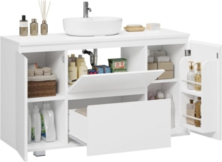 MSMASK Waschbeckenunterschrank Badezimmerschrank mit Schubladen, 90 x 30 x 60 cm, Weiß