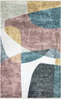 Tesso Living Designteppich Teppich Wohnzimmer "DEAN" Kurzflor Teppich, bedruckt Retro Muster, rechteckig, pflegeleicht, maschinenwaschbar, moderner Teppich, verschiedene Farben