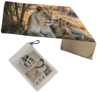 speecheese Sporthandtuch Löwin mit Baby Eishandtuch XL für Löwen-Fans