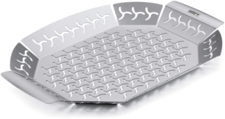 Weber Premium Grillkorb - Groß (36x26 cm), Hitzebeständige & spülmaschinenfeste BBQ Grillschale aus Edelstahl, Ideal für Beilagen (Fleisch, Gemüse), für alle Grilltypen geeignet - Silber (6678)