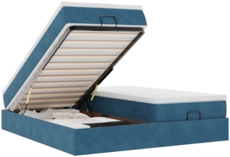 vidaXL Ottoman-Bett mit Matratzen Dunkelblau 200x200 cm Samt 3311271