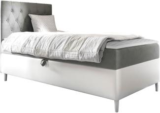 Boxspringbett 'Lenda Junior 1', grau, 80 x 200 cm, Links