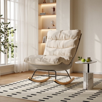 Furnishings Home Schaukelstuhl Mit Stahlrahmen Schaukelstuhl gepolstertem Kissen Lounge Sessel 1 St (1 St), Eignung Balkon/Garten/Wohnzimmer/Schlafzimmer/Arbeitszimmer