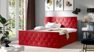 Boxspringbett Schlafzimmerbett PETROS 160x220cm Stoff Alova Rot