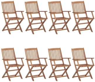 vidaXL Klappbare Gartenstühle 8 Stk. mit Kissen Massivholz Akazie 3074993