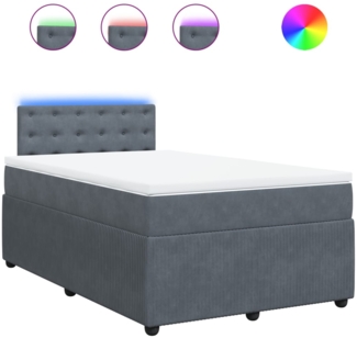 vidaXL Boxspringbett mit Matratze Dunkelgrau 120x190 cm Samt 3289999