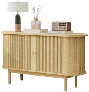 HAUSS SPOLE Sideboard Retro-Beistellschrank Lowboard mit Kiefernholzbeinen & Schiebetüren (Retro Modernes Holz Sideboard mit Schiebetüren und Kiefernholzbeinen, 138 cm – Verstellbare Regale, elegantes Design, stabiler Stauraum für Esszimmer, Küche, Flu...