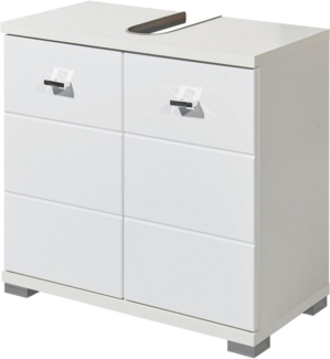 Waschbeckenschrank WBU Unterschrank Beckenschrank POOL Weiß Hochglanz ca. 60 x 57 x 30 cm