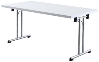 Klapptisch KL16 160x80cm Weiß Gestellfarbe: Chrom