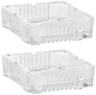 HAC24 Aschenbecher Aschenbecher Glasaschenbecher Tischaschenbecher, Glas eckig 10 x 10 cm