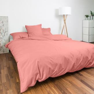 Traumschlaf Uni Mako-Satin Bettwäsche Verona|200x220 cm + 2x 80x80 cm| blush