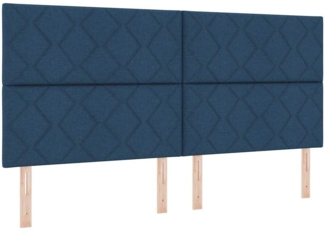 vidaXL Boxspringbett mit Matratze mit Kopfteil Blau 200x200 cm Stoff 3342976