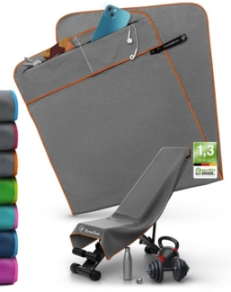 NirvanaShape Sporthandtuch Fitness-Handtuch mit Magnet-Clip, Mikrofaser Sporthandtuch, Microfaser, 2x Reißverschlusstaschen & Funktionaler Geräteüberzug, Ultra-Saugfähig