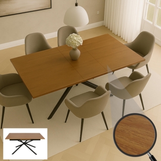 Esszimmertisch HWC-O57, Ausziehtisch Esstisch, Eisen MDF ausziehbar 160-200x90 cm ~ Walnuss-Optik