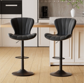 HawthyHome Barhocker 2er Set, Barstühle Drehstühle Küchenstühle mit Fußstütze, PU-Leder (2 St), Drehbar, Höhenverstellbar