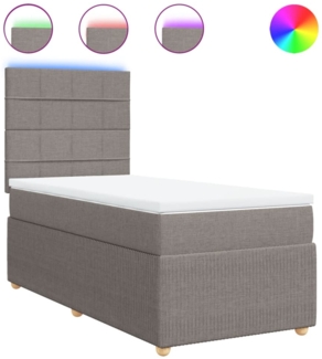 vidaXL Boxspringbett mit Matratze Taupe 90x200 cm Stoff 3294243