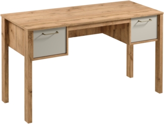 AX LIVING Bürotisch „Iseonia B2S“ – 138 cm breit, Eiche Wotan & Beige