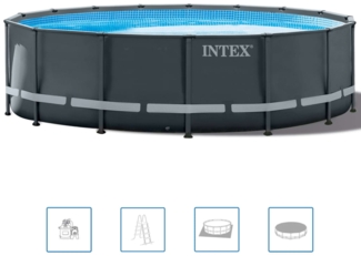 Intex 'Frame Swimming Pool Set Ultra Rondo XTR', anthrazit, Ø 488x122 cm, inkl. Sandfilteranlage