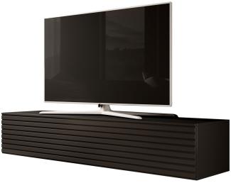 Furnix TV-Schrank Lowboard ZALVO 160 cm Fernsehschrank stehend/hängend Lamellen Design 3 geschlossene Fächer, Design & Funktionalität