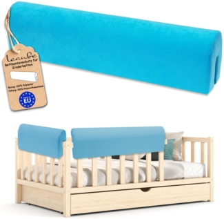 Leanbe Bettkantenschutz für Kinderbetten Kissen für bettumrandung Rausfallschutz Abdeckung Kantenschutz für Babybett (BLAU Mikrofaser, 90cm)