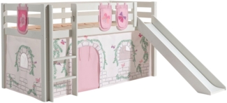 Kinderbett mit Rutsche Karolina Massivholz Weiß Textilset Burg 3