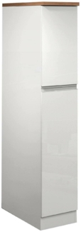 Dmora Küchenschrank Atrax, Mehrzweckschrank, Küchenzeile Schrank, Multifunktionales Kühlregal, 100 % Made in Italy, 30 x 60 x 165 cm, glänzendes Weiß und Eiche