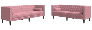 vidaXL 2-tlg. Chesterfield-Sofa-Set mit Nackenrollen Rosa Samt 3209294