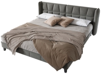 Ulife Polsterbett Doppelbett mit Lattenrost und Kopfteil Samt, Jugendbett, 180x200 cm, Grau