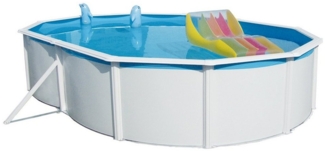 Steinbach Stahlwand-Swimming Pool Set 'Nuovo de Luxe oval', Stahl Weiß, 550 x 366 x 120 cm