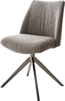 Drehstuhl Elso-Flex Bouclé Silbergrau Kreuzgestell breit Edelstahl 360° drehbar Taschenfederkern