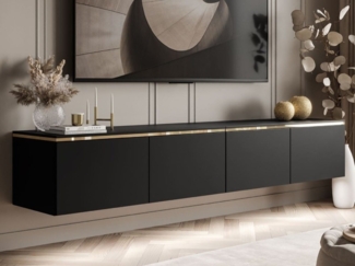 ALLHOUSE24 TV-Schrank NELLY Metallbeine LED Beleuchtung Sideboard mit verschiedene Farben Breite 200 cm