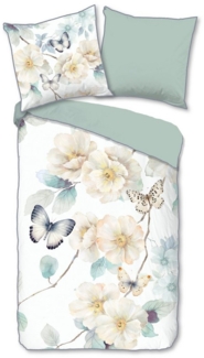 Descanso Bettwäsche Mako Satin Bettwäsche 155 X 220 cm + 1- 80 X 80 cm Adiwanya weiß flowe, Baumwolle, 2 teilig, bettwäsche 155x220 baumwolle sale warm weihnachten 155x220 bettbezug